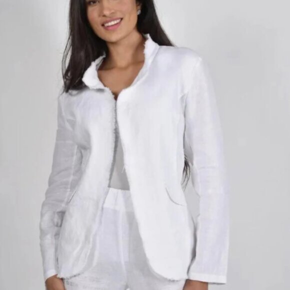 Frank Lyman White Linen Fringe Blazer New Women's Sz Medium - Picture 15 of 15